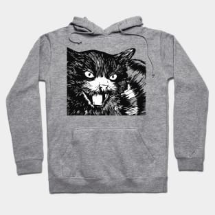 Halloween Cat illustration black and white Hoodie